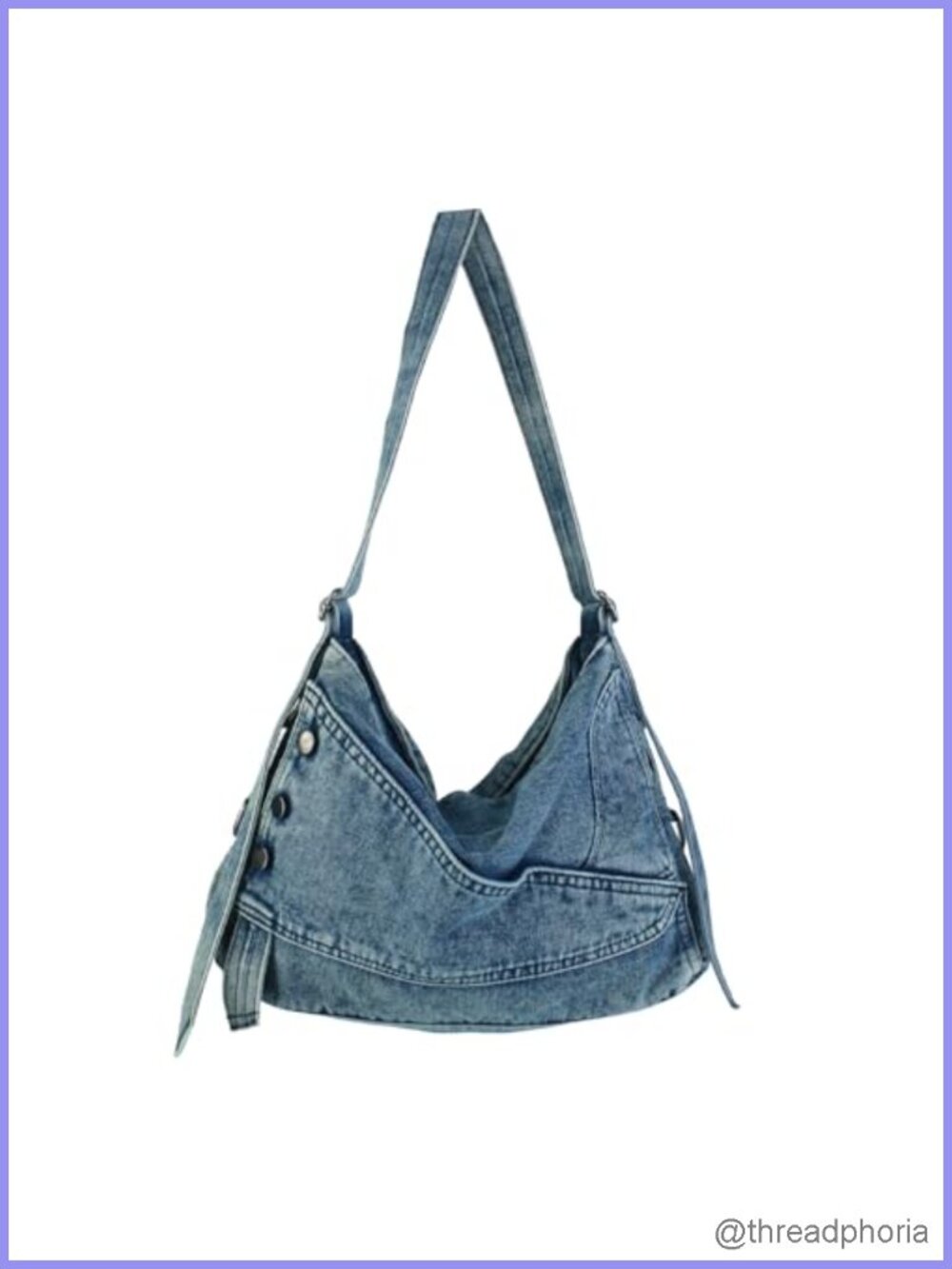 Denim Shoulder Bag Retro Hobo Purse Adjustable Strap Large Tote Handbag